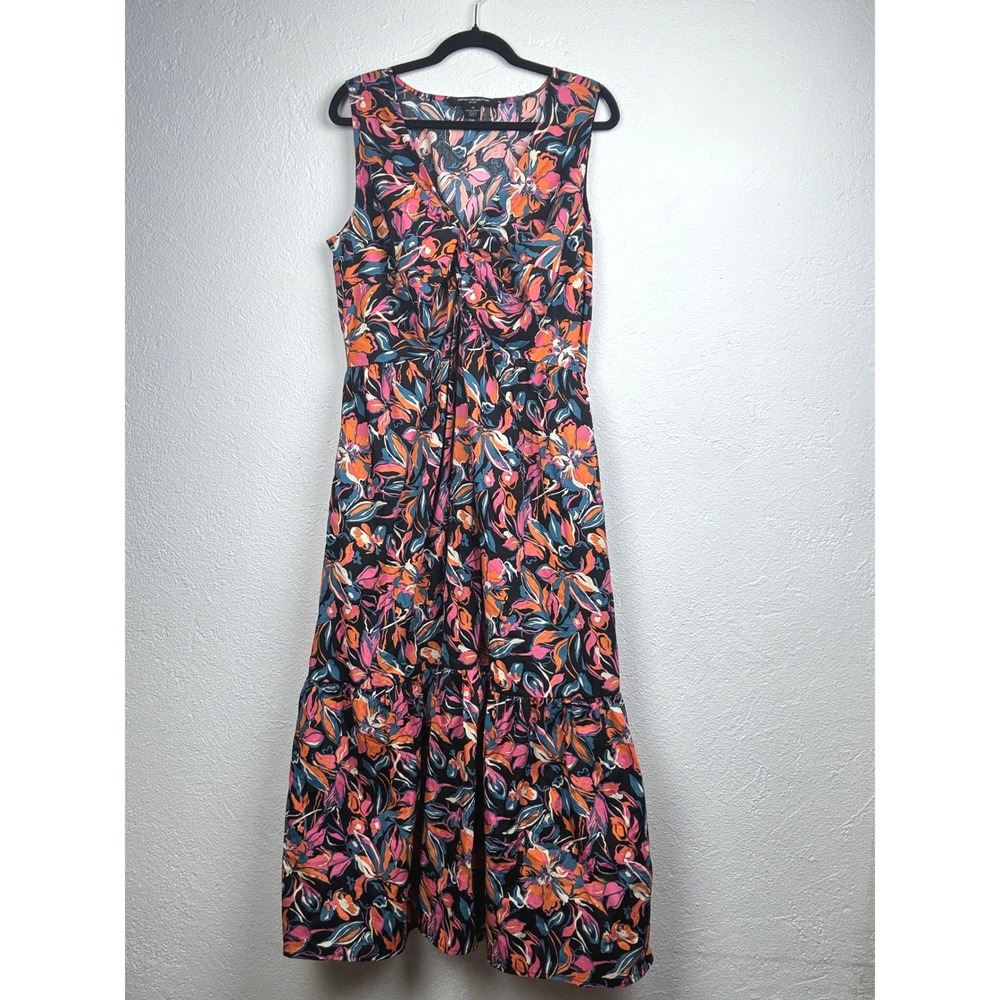 French Connection Multicolor Floral Maxi Dress - XL - Tiered V-Neck Boho Summer